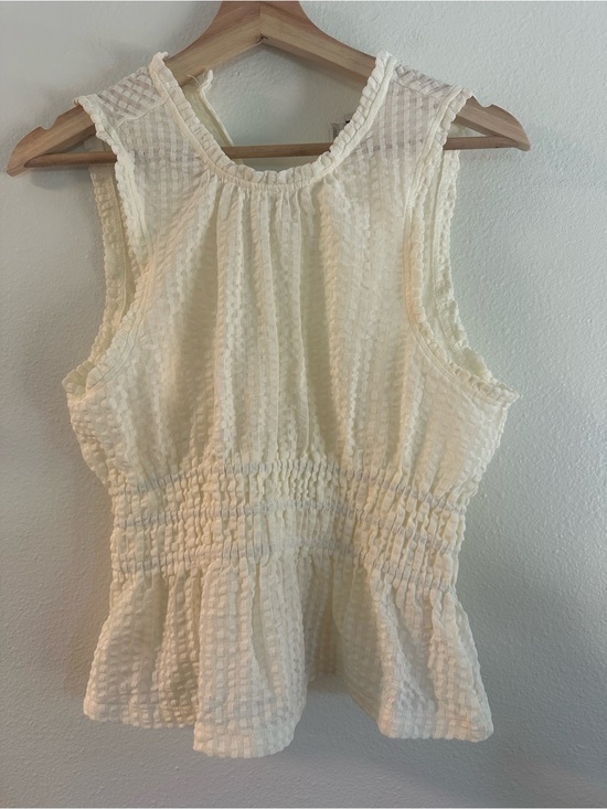Maeve Tops - Maeve Cream Textured Smocked Peplum Tank sheer size M